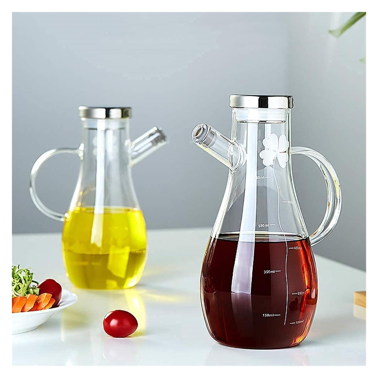Set Olio e aceto Bottiglia Dispenser for Olio d'oliva, Dispenser for Olio e aceto in Vetro, Ampia Apertura di Grande capacità for Una Facile Ricarica (750 ml) Oliera