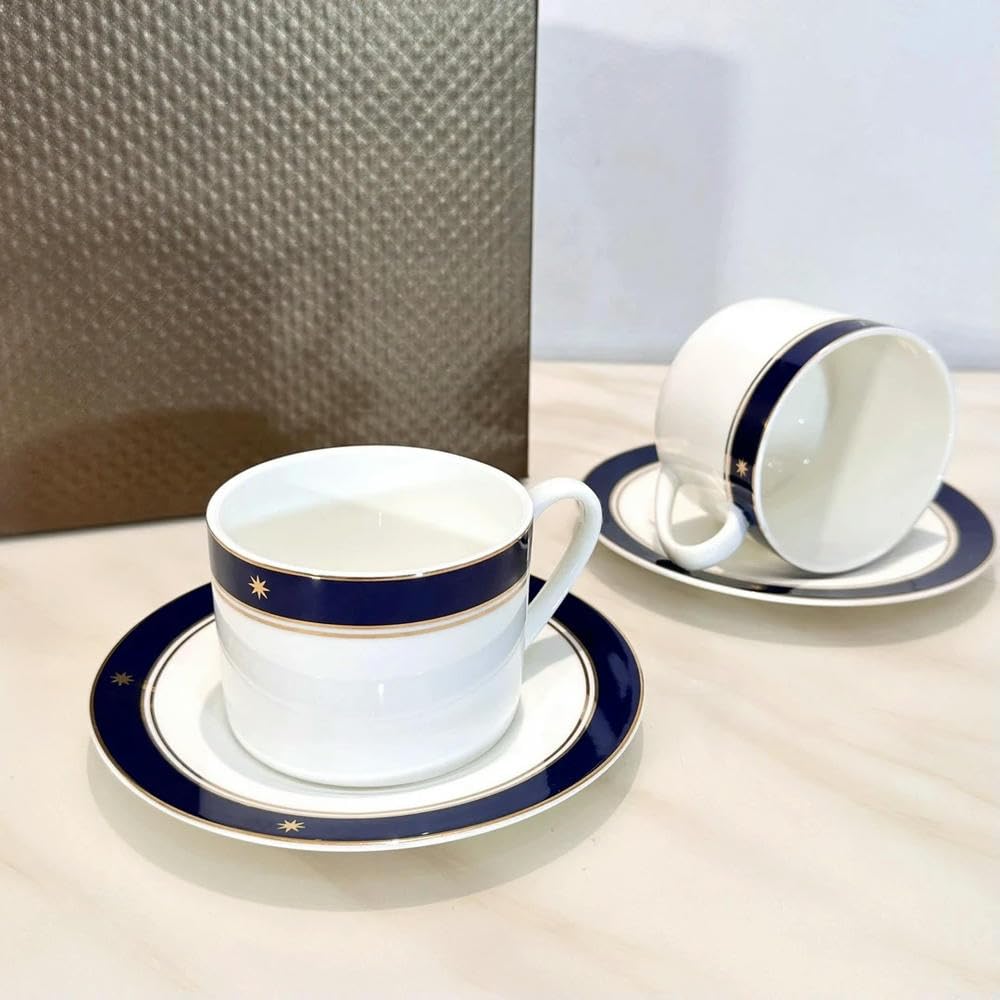 Ensemble de Tasses à Expresso Bleues 230 ML et soucoupes à café en céramique, Tasse Professionnelle pour Barista à Latte Art, Accessoire Exquis