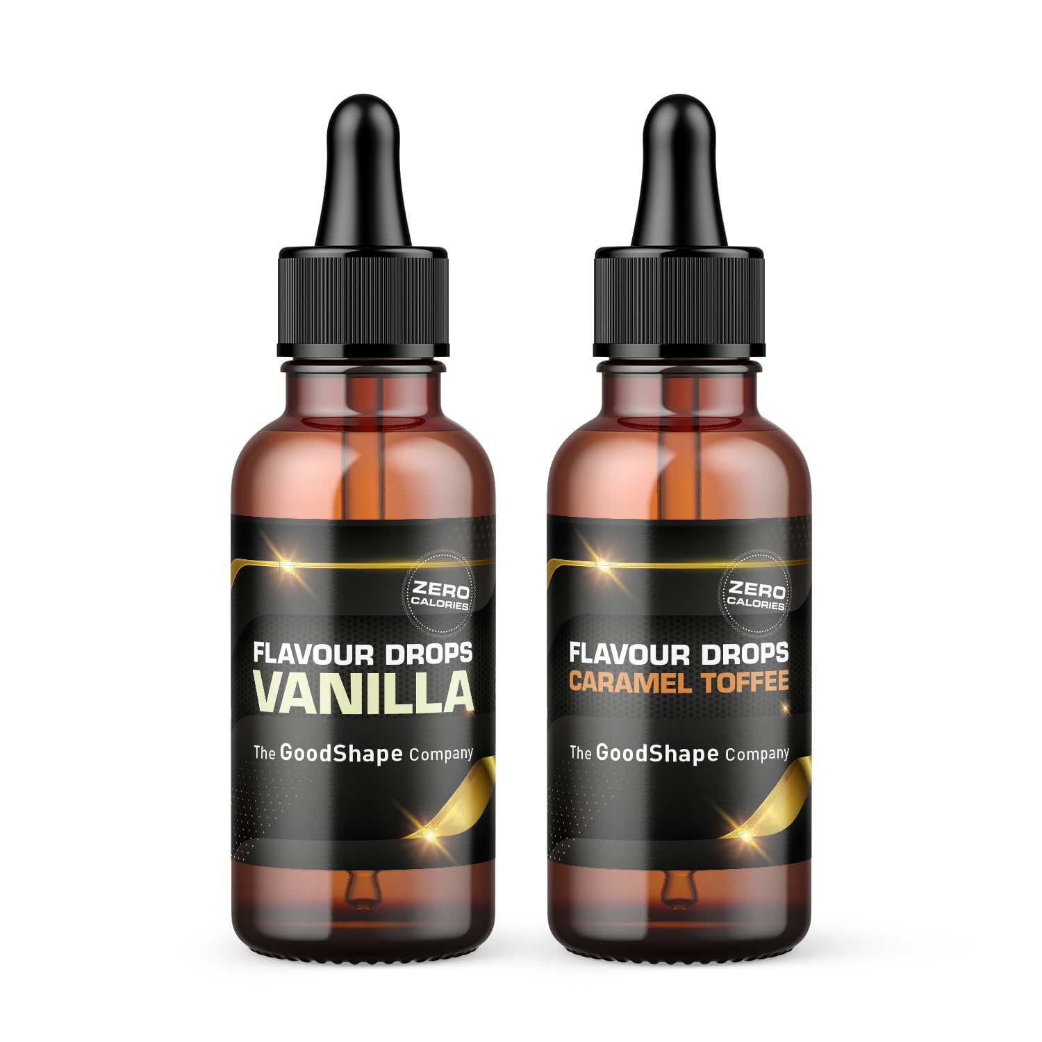 Flavour Drops zuckerfrei Set 2x 50 ml - Vanille & Karamell-Toffee | Geschmackstropfen OHNE KALORIEN zum Süßen mit Pipette | vegan | Für Naturjoghurt, Porridge oder Quark