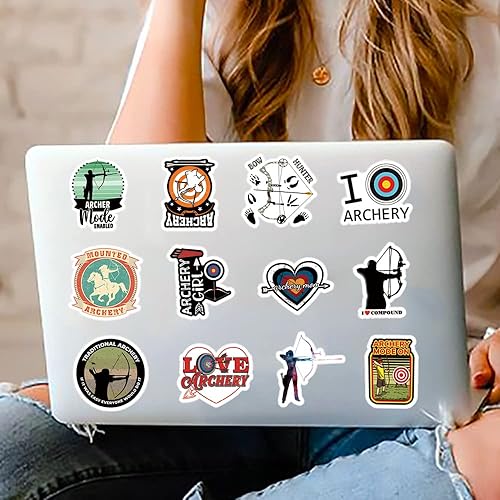Miniatura 5 de Paquete de 62 calcomanías de tiro con arco, vinilo estético deportivo impermeable para botella de agua, laptop, teléfono, patineta, regalos de
