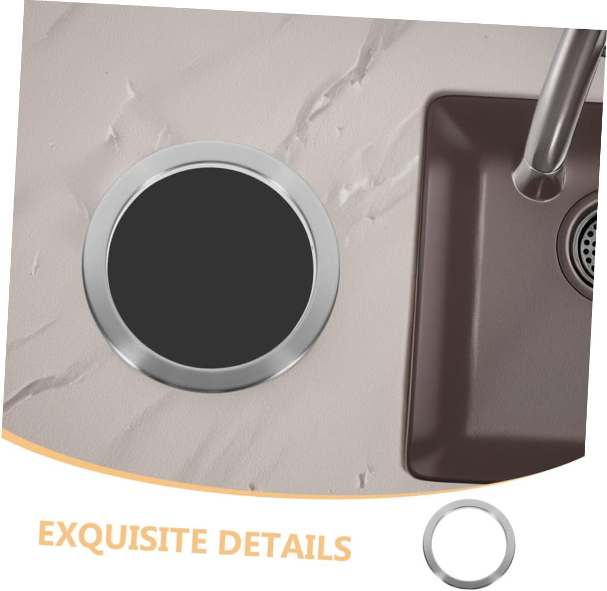PRETYZOOM Stainless Steel Flush Mount Trash Can Lid for Kitchen Countertop Swing Top Garbage Can Cover Grommet Hidden Bin Edge Protector