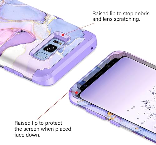 Miniatura 6 de Miqala Funda para Galaxy S8, que brilla en la oscuridad, tres capas, resistente, a prueba de golpes, protección completa, parachoques de plástico