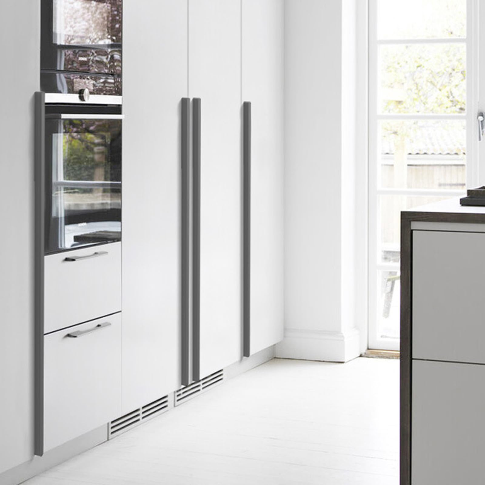 Möbelgriffe Lang,2 Stück Griffe für Schränke Grau Massive Aluminium | Eloxierte Oberfläche T-Zuggriffe Gesamtlänge:60 - 1200 mm Küche Griffe Modern für Schublade Küche 1160mm/45.7in