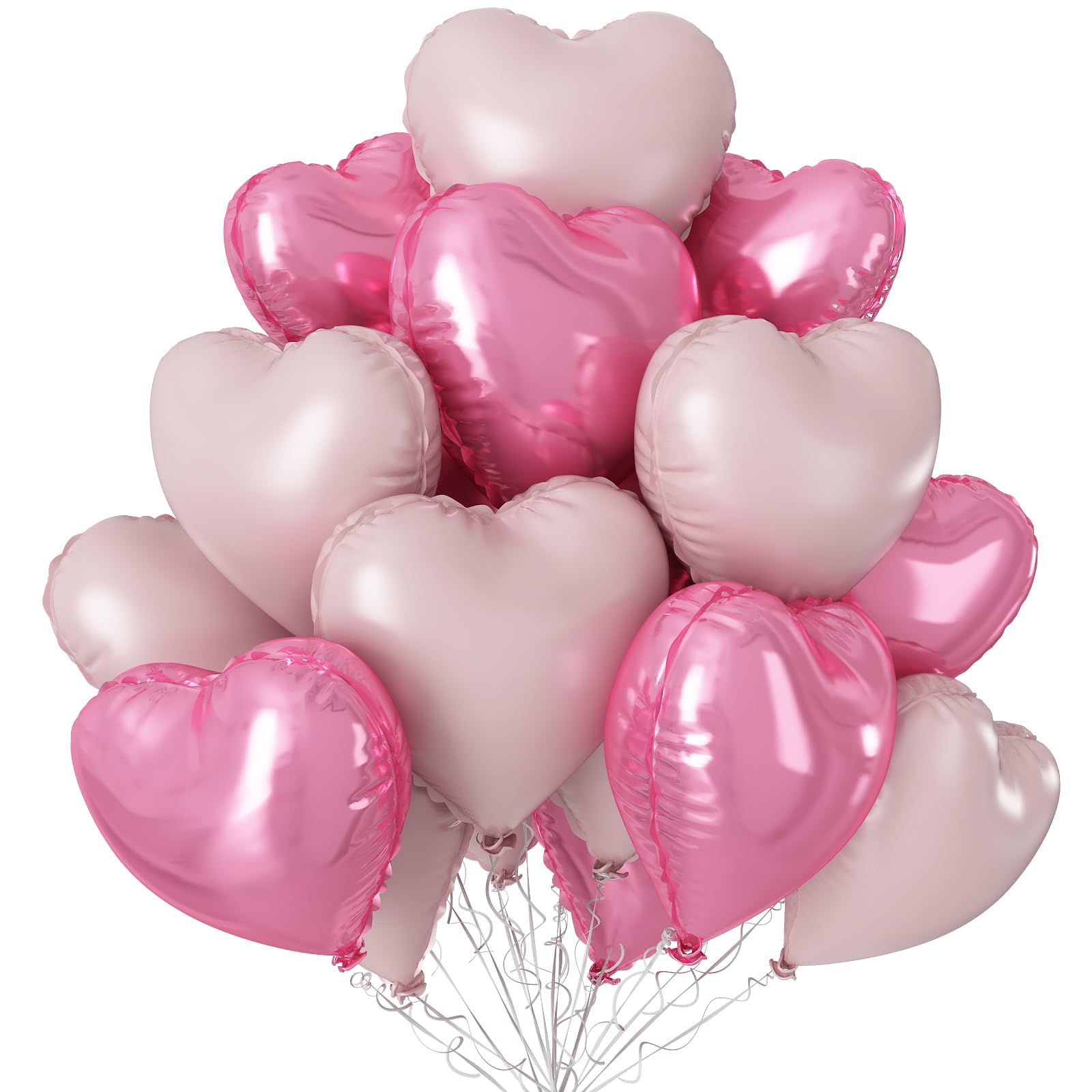 Light Pink Heart Balloons,12Pcs 18 Inch Pastel Baby Pink Helium Foil Love Heart Shaped Balloons for Bridal Wedding Engagement Party Anniversary Birthday Baby Shower Valentines Day Decorations