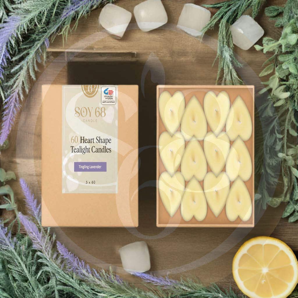 Moisturizer Candle: 0.5 Oz (Tealight: Heart Shape)(60Each/Box) (Tingling Lavender)