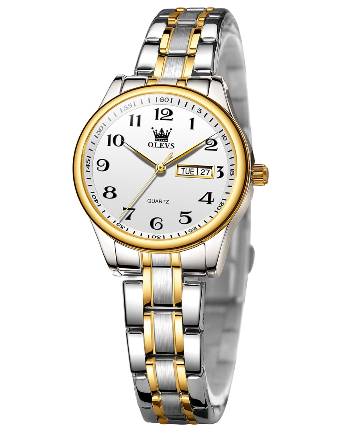 OLEVS Women's Analog Wrist Watch on a display stand