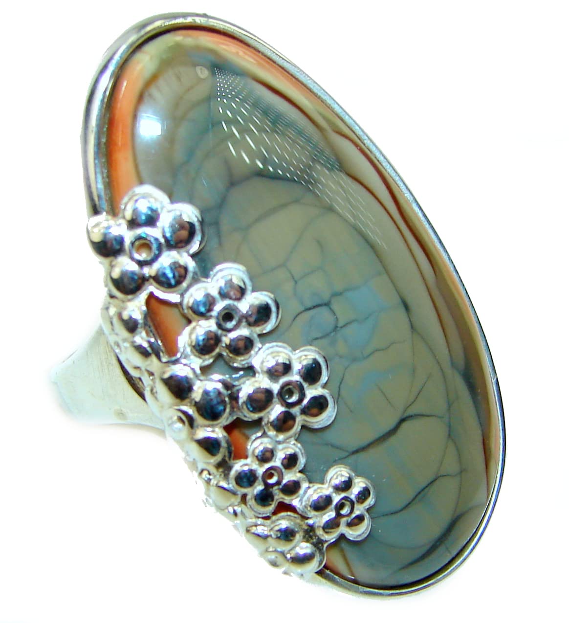 SilverRush Style Imperial Jasper Womens Ring 925 Sterling Silver Size: 7 1/2