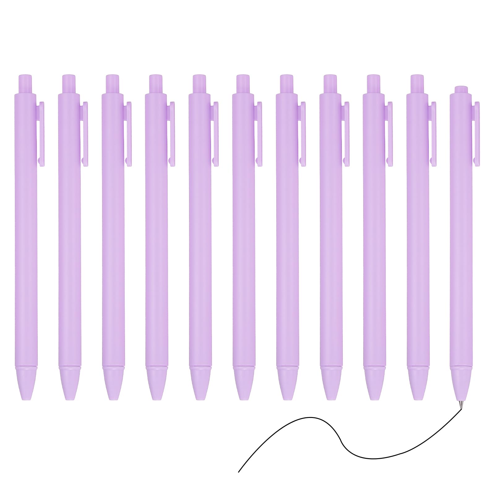 PATIKIL 12 Pack Retractable Ballpoint Gel Pens, 0.5mm Fine Point Black Ink Retro Color Smooth Writing Cute Pens for Office Home Supplies Journaling Notebook, Light Purple