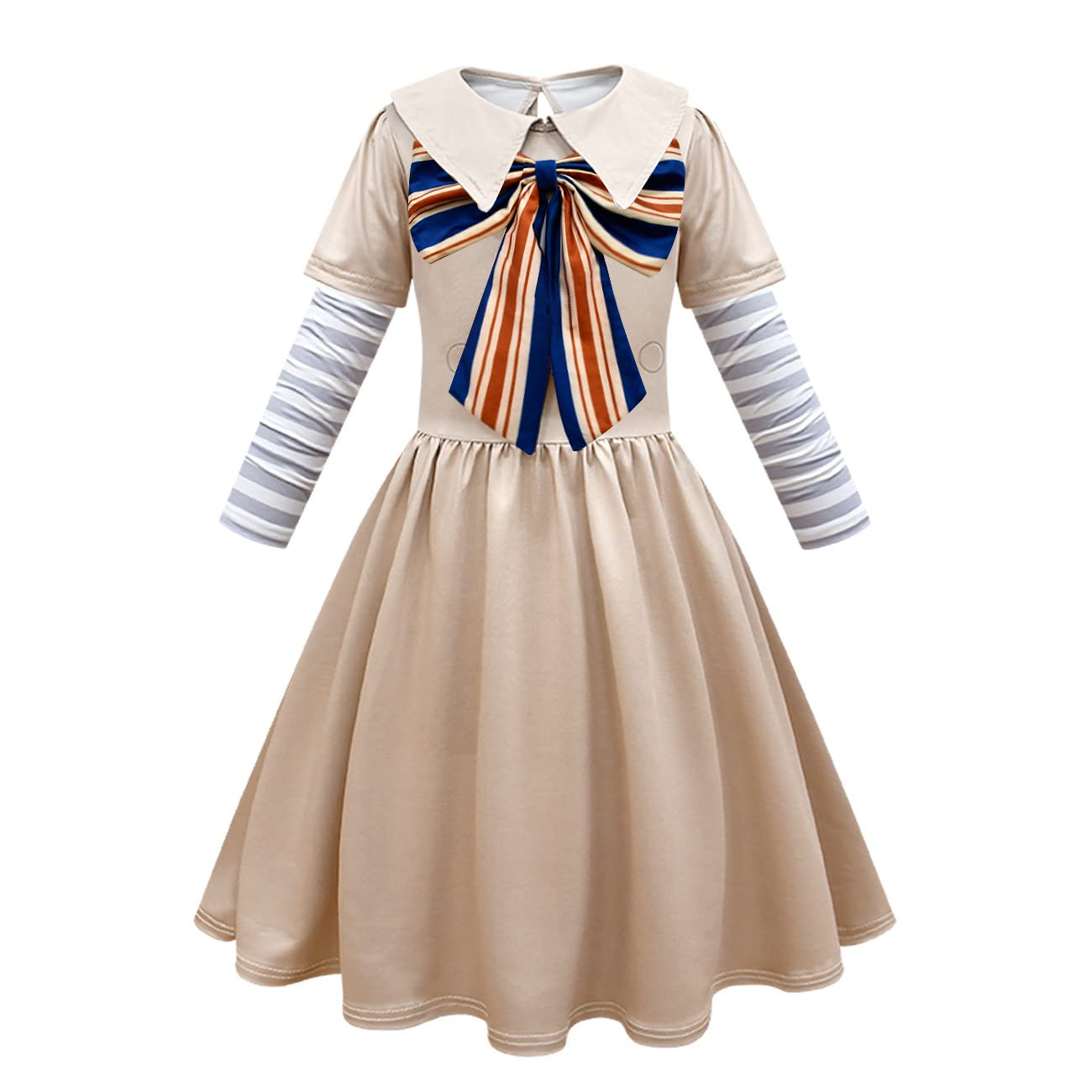 Yameidie Kids Girls Big Bow School Uniform Dress Halloween Horror Doll Cosplay Costume False Two-piece Dress