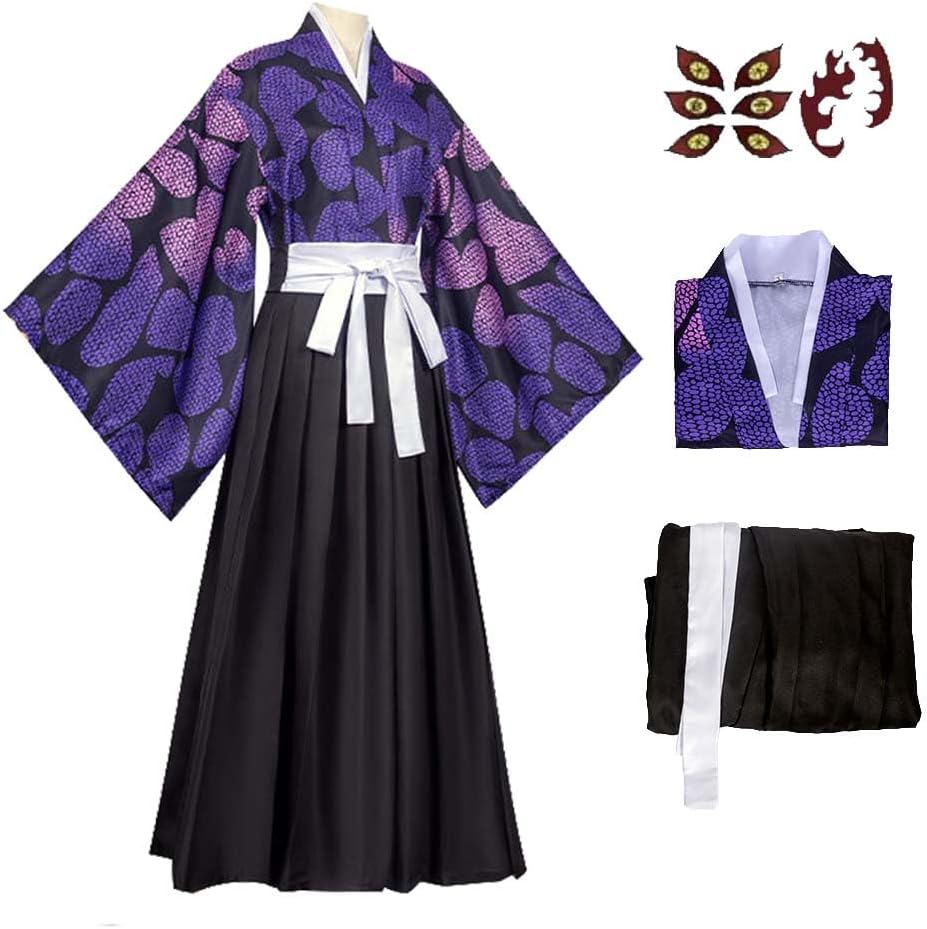 TMSREBU Kokushibou Cosplay Costume Role Play Kimono Outfit Uniform for Unisex