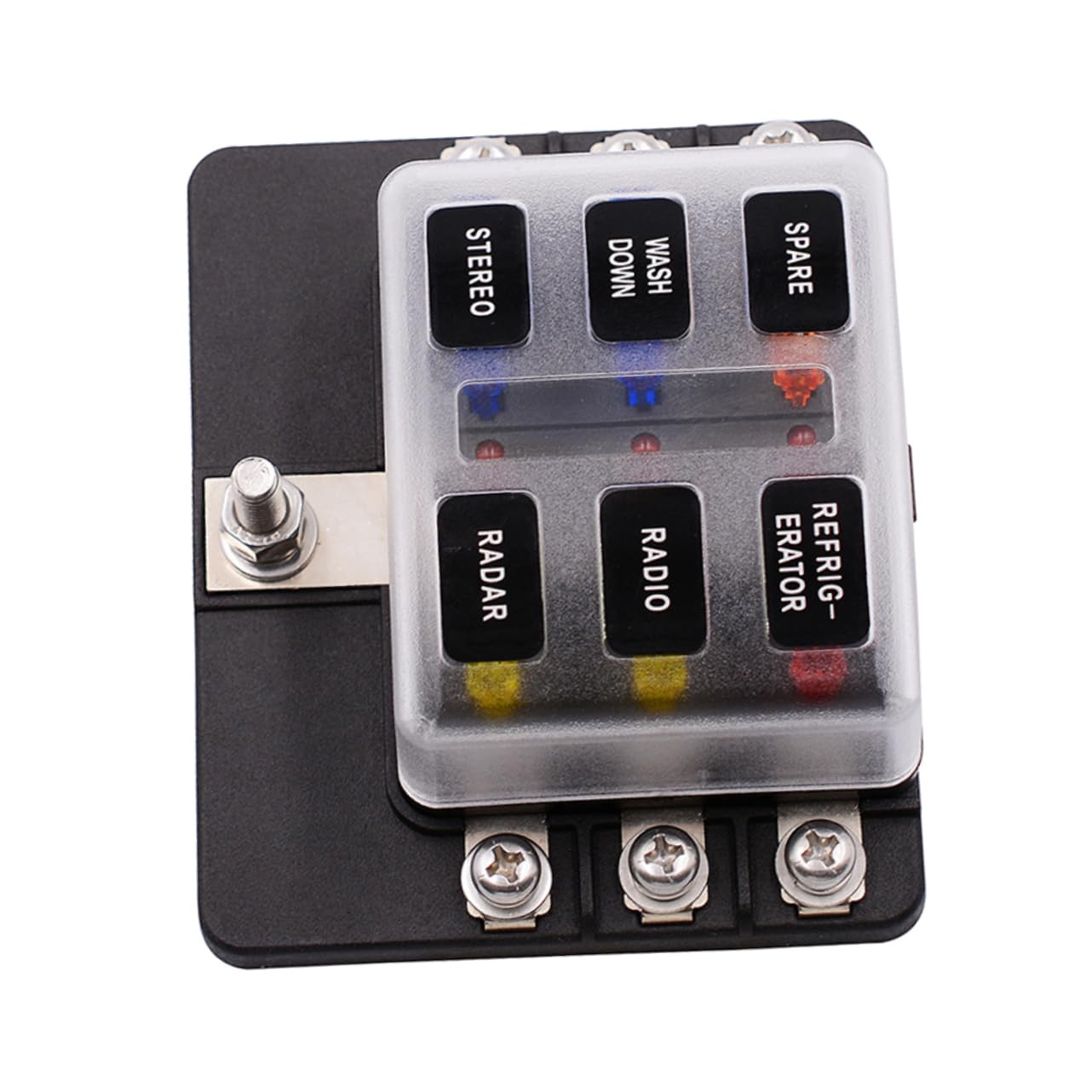 2 Piezas 6 Fusible de Coche Color Fusible de Audio del Coche fusibles automáticos fusibles de Coche Ruido Positivo de la batería Tornillo Caja de fusibles portafusibles