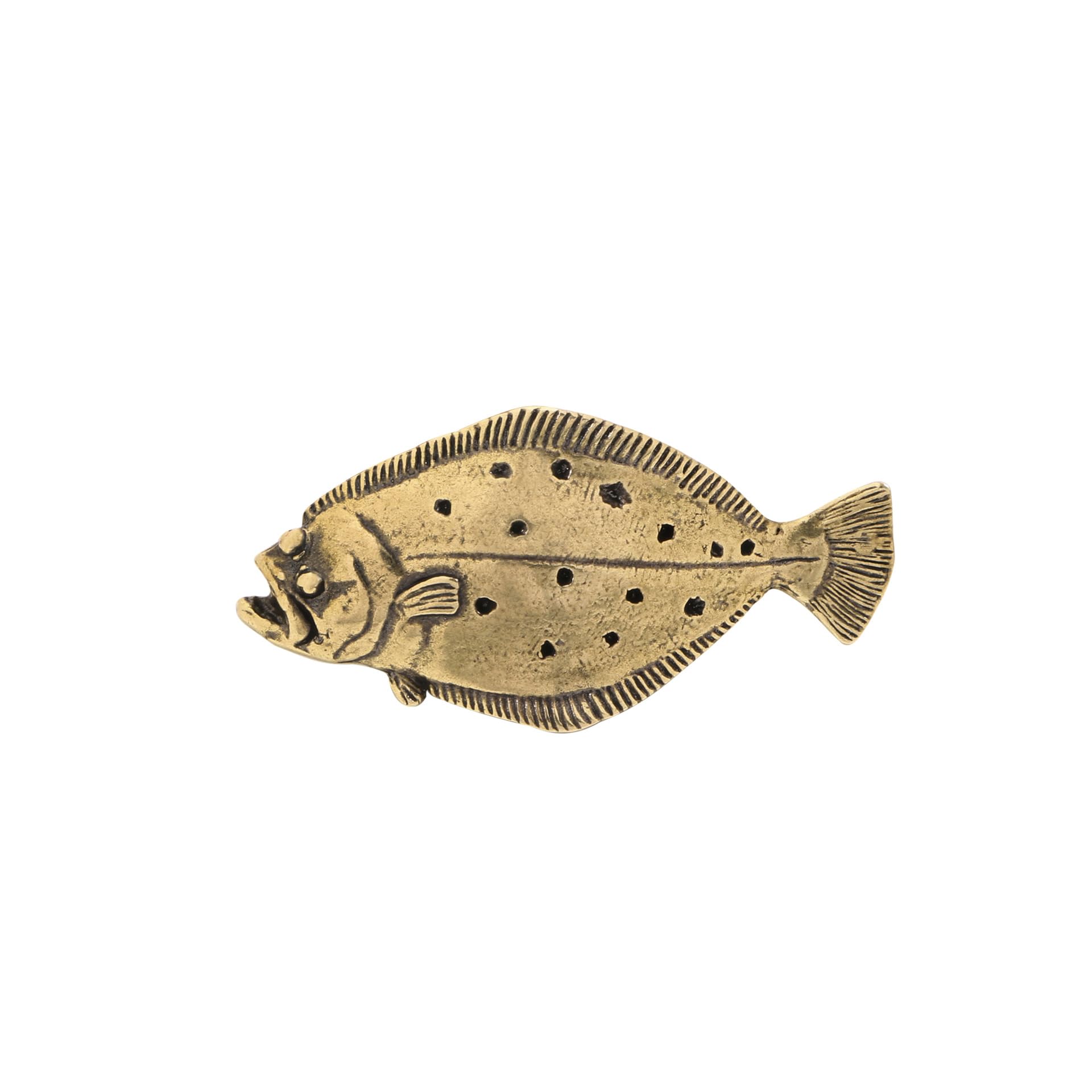 NGDFGR Brass Flounder Miniature Statue,Metal Marine Animal Halibut Model Sculpture Desktop Paperweight Ornament Home Bonsai Micro Landscape Decor Accessories