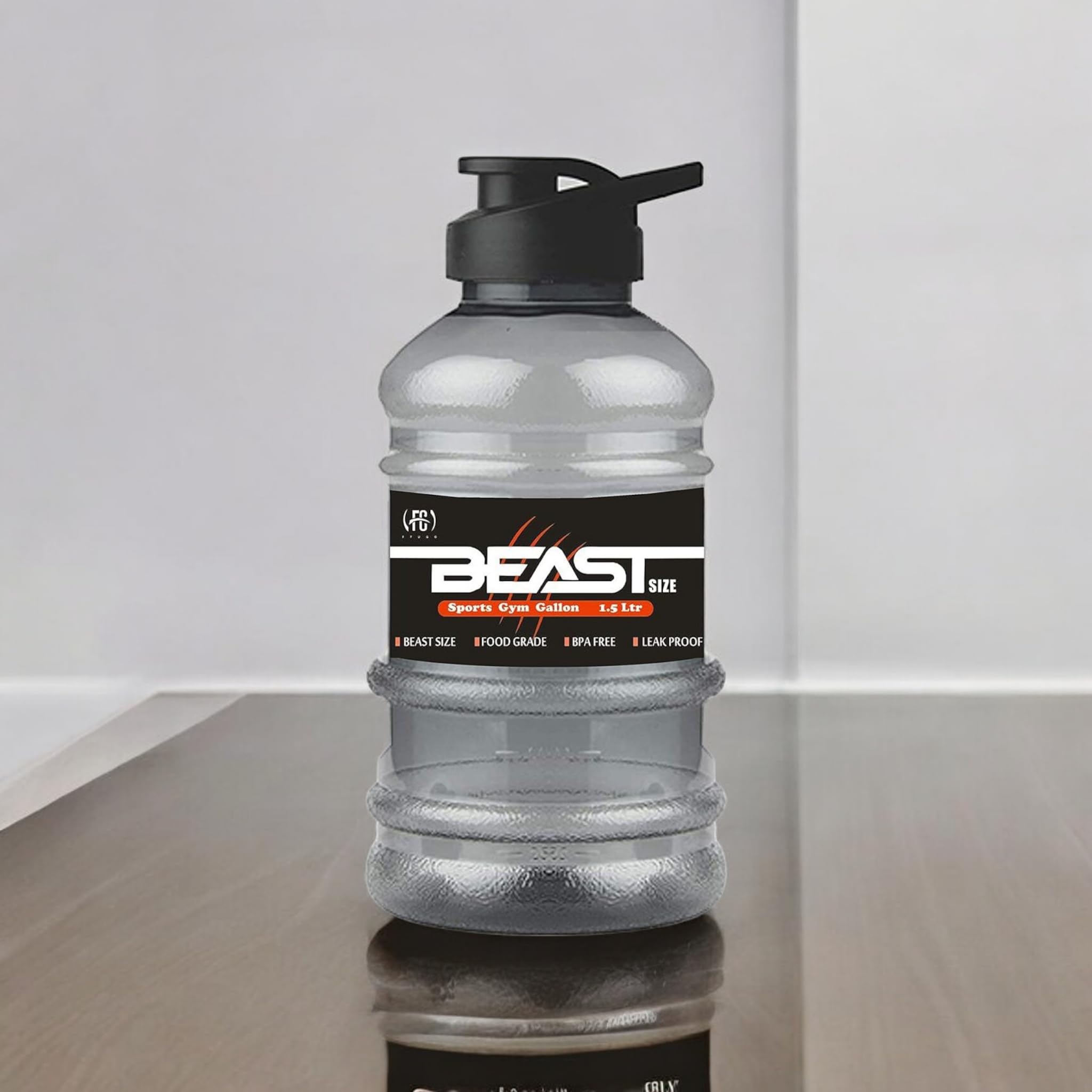 Stylbase Sports Unbreakable Freezer Safe Gallon Water Bottle | Water Bottle for Gym | Protein Shaker Bottle | Gym Water Bottle (1.5 LTR) with Mixer Ball and Strainer (BPA-Free) – Black