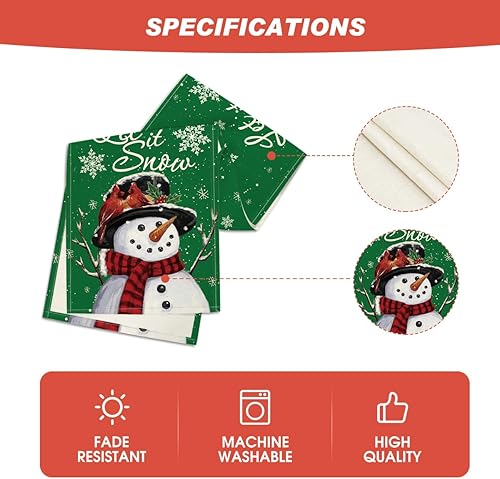 Miniatura 5 de Artoid Mode Camino de mesa de invierno con muñeco de nieve verde Let It Snow, decoración de mesa de comedor de cocina de Navidad para decoración de
