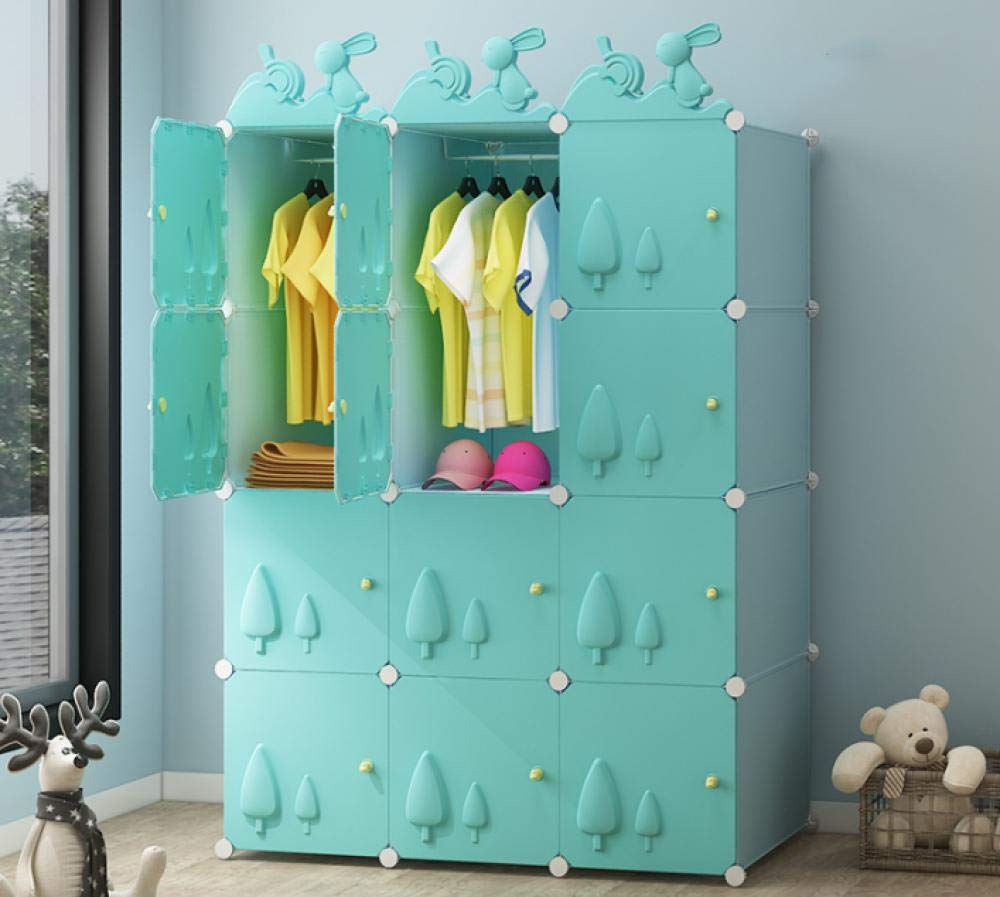 Armario para niños modular azul para organizar la habitación del bebé y ropa colgante