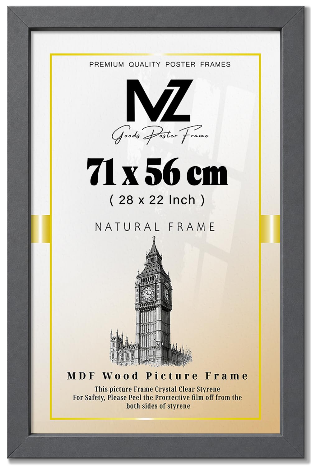 MZ GOODS | Dark Grey (71 x 56 CM) Wall Art,Print, Retro 710 x 560 mm Decor for Home & Office, Perfect for Bedroom & Living Room Décor 28X22 Inch [ Dark Grey ]