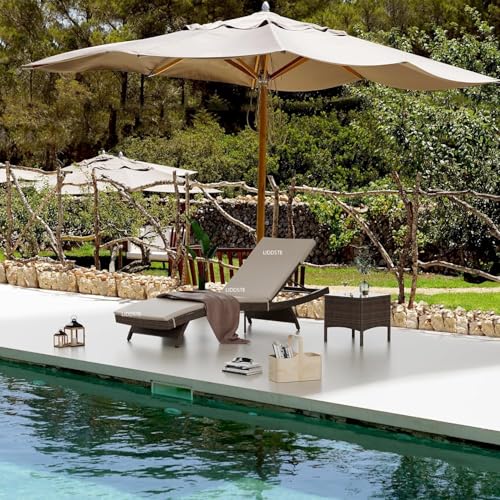 Image of UF Outdoor Poolside Lounger with Adjustable Backrest Sun Chaise Recliner for Terrace Garden Poolside for Relaxation Durable and Stylish- (White)