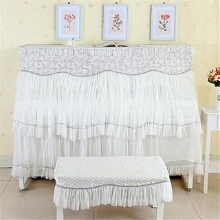 inChengGouFouX Gruba osłona fortepianu sielankowy koronkowy pokrowiec na fortepian pełny pokrowiec na taboret fortepian pokrowiec na pół pokrowiec uniwersalny design (kolor: Biały, rozmiar: 153 x 34 x 115 cm)