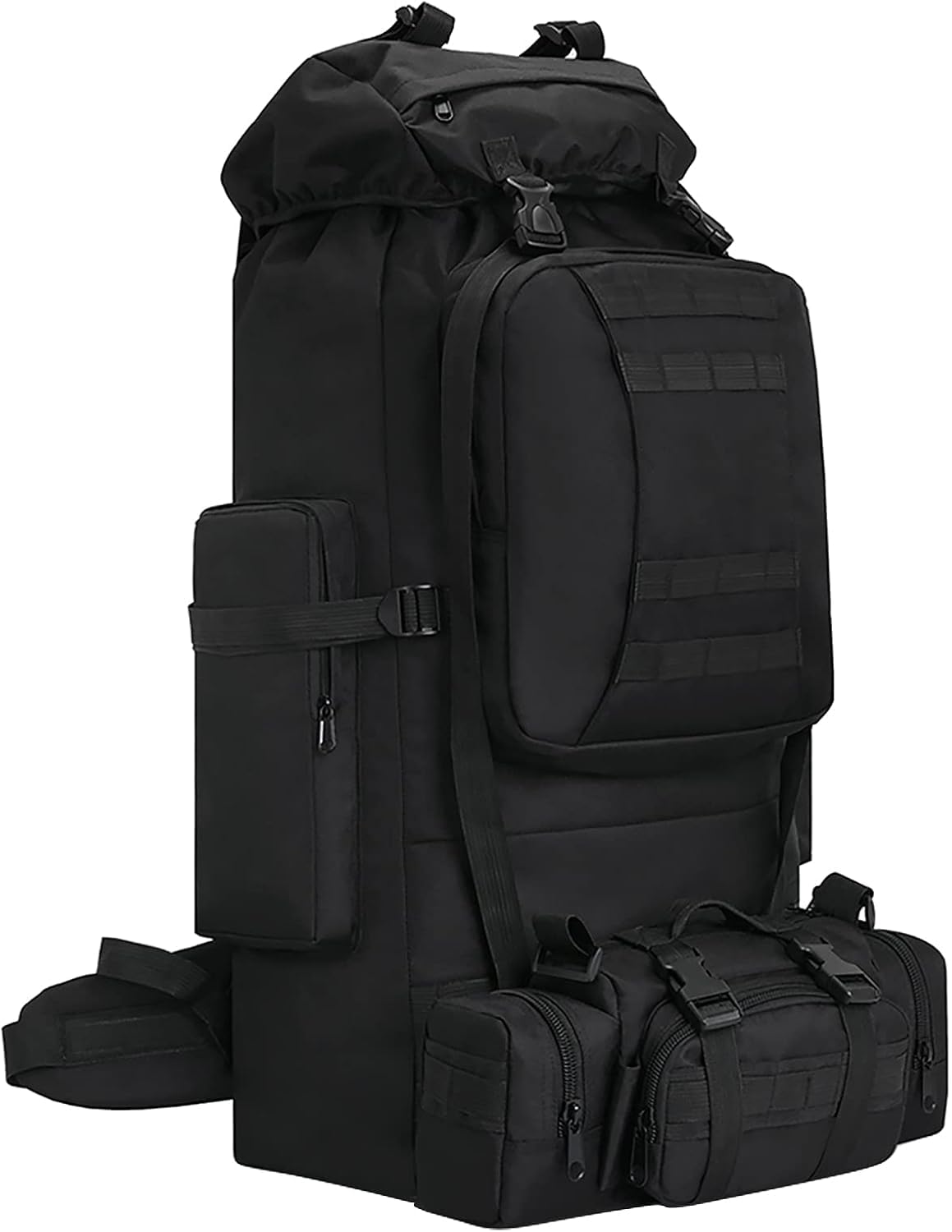 Hongxinghai 100l Camping Plecak Turystyczny, Wojskowy Plecak Taktyczny Molle, Wodoodporny Lekki Plecak Turystyczny, Black-c