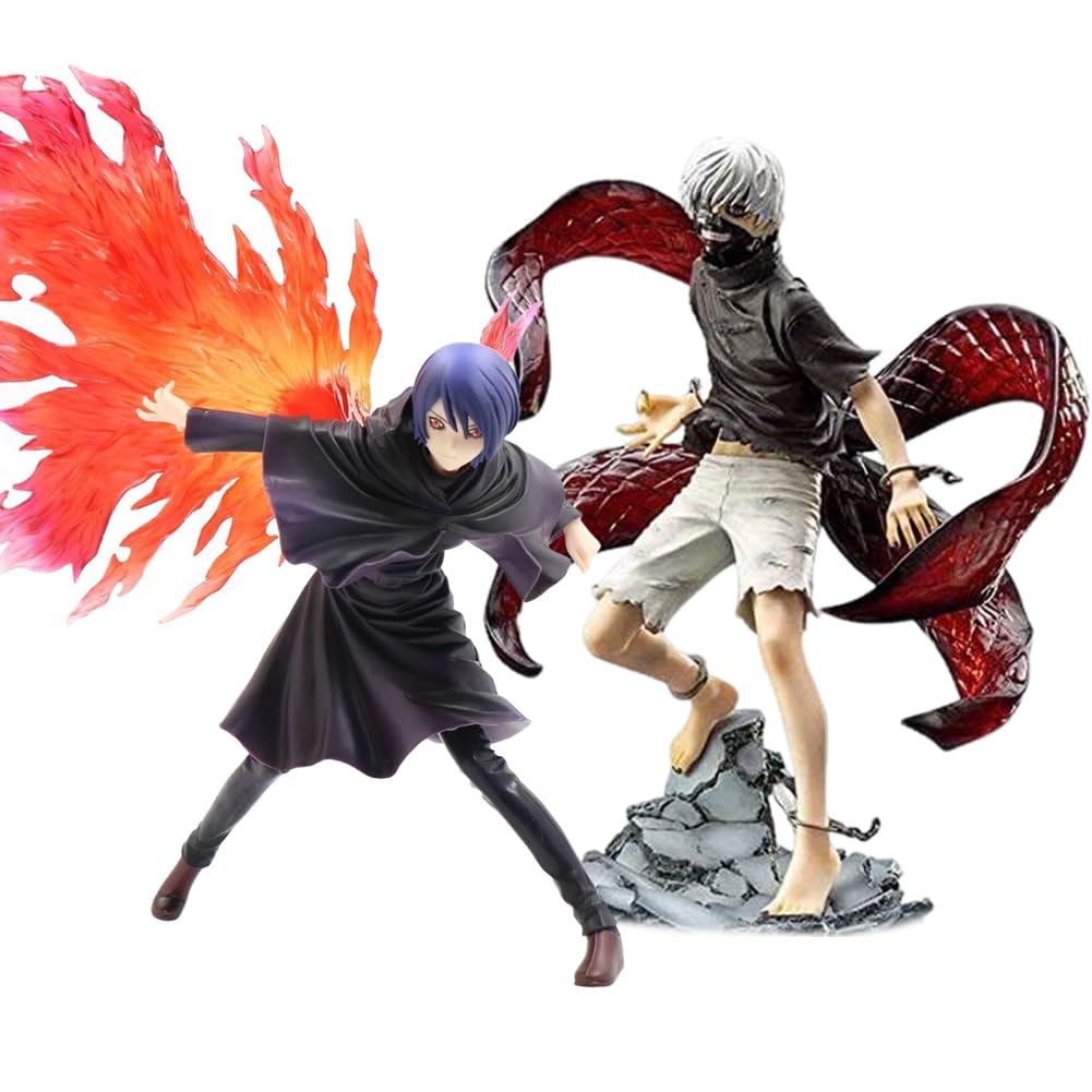 Xinchangda Tokyo Ghoul Figure 2pcs Kirishima Tōka/Kaneki Ken Action Figure PVC Statue Collection Anime Figure Ornaments Desktop Decoration Gift for Anime Fans