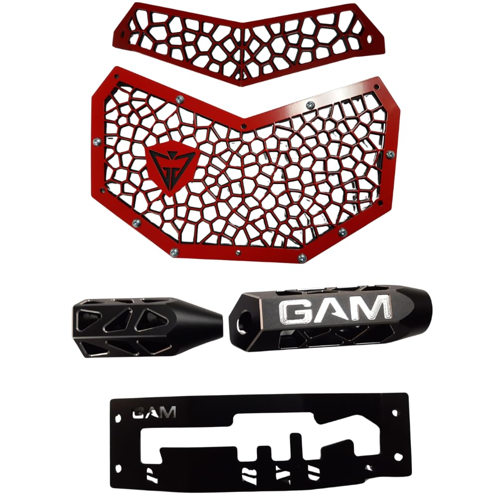GAM Red Bundle Front Grills Shifter Panel Knob Grab Handle For Can am Maverick X3 2017-2023 All Models