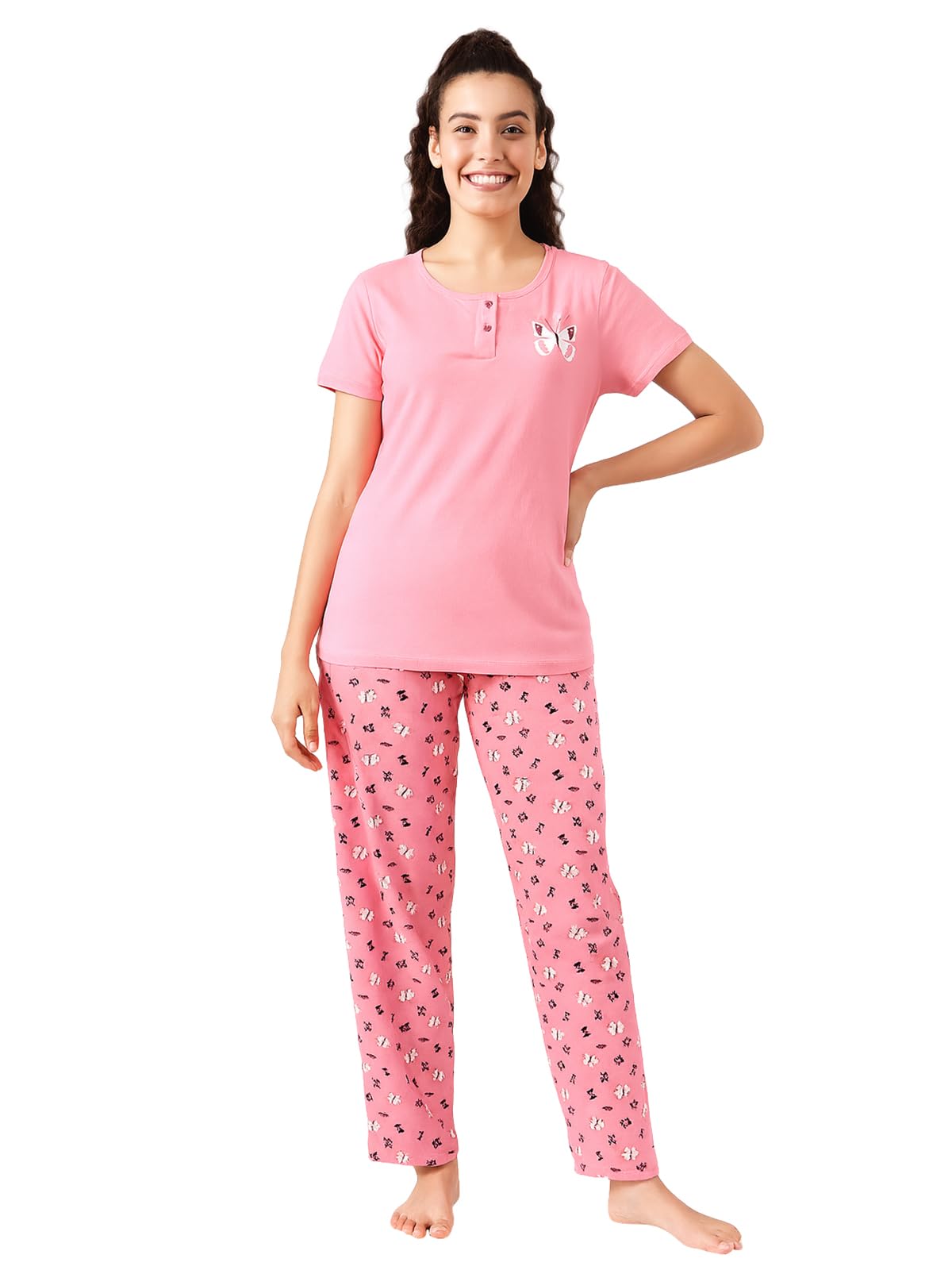 Night Suits for Women, Night Dresses for Women, Pyjama Set for Women, Women Night Suit Set, Night Wear for Women, Lounge Wear Set for Women - Printed Top & Pyjama Set