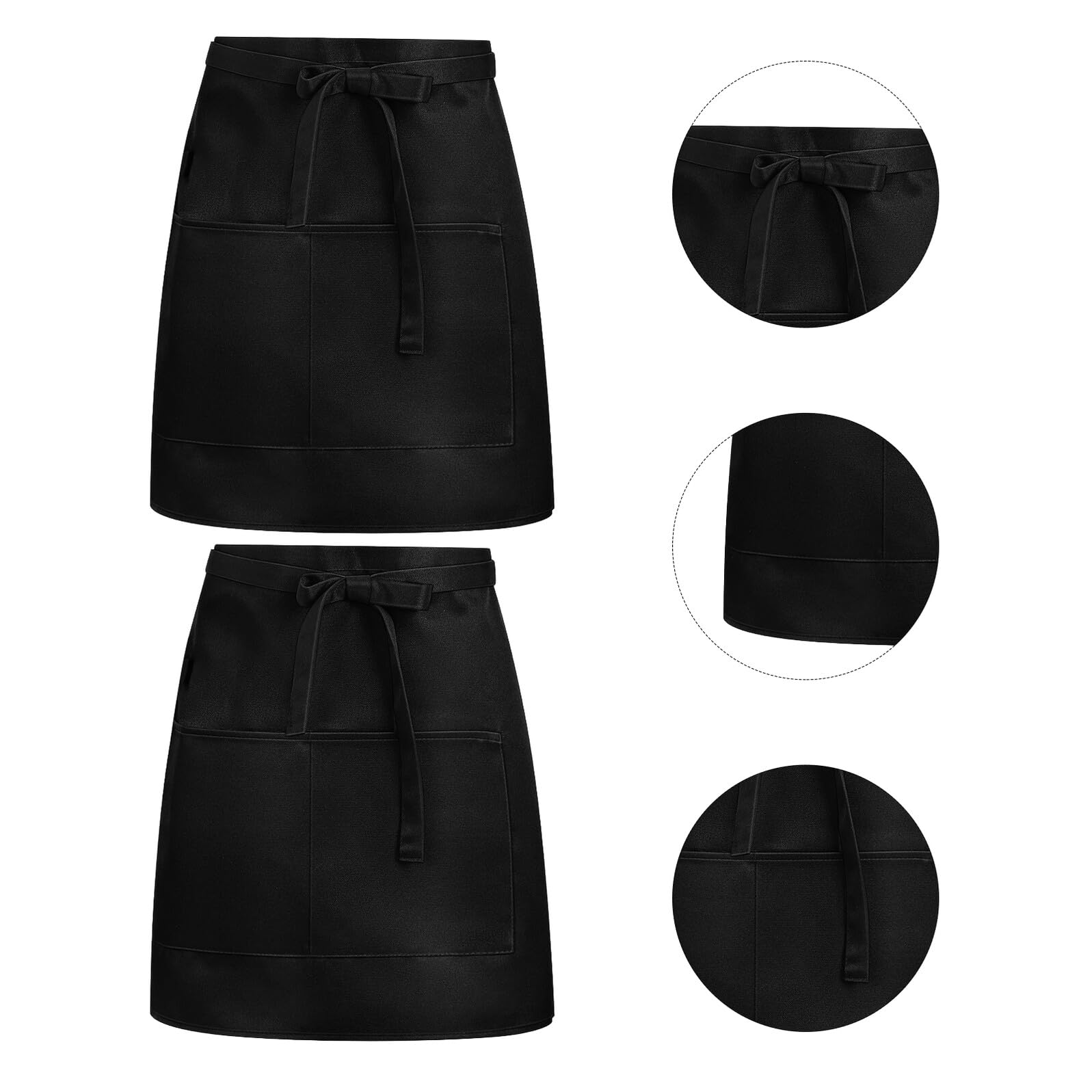 5 Piezas Delantal de Cintura Corto para Mujer con Bolsillos Transpirable y Absorbente para Cocina Restaurante y Servicio de Camareras
