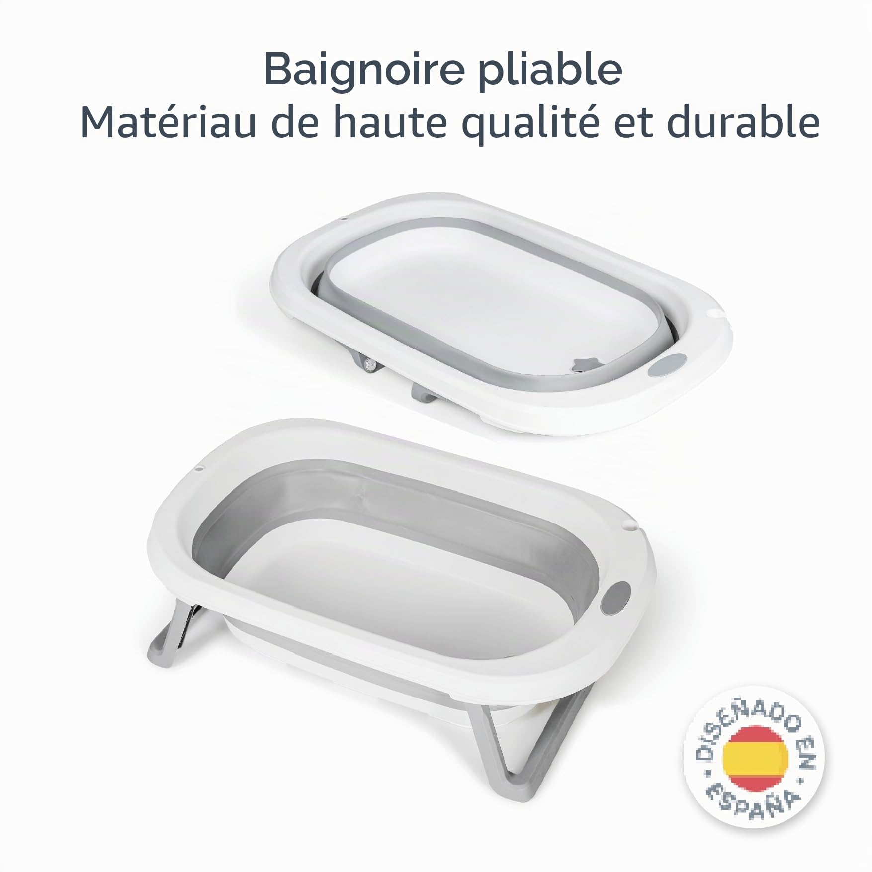 Baignoire pliable pour bébé avec pieds MS BabyWorld Flex portable vidange