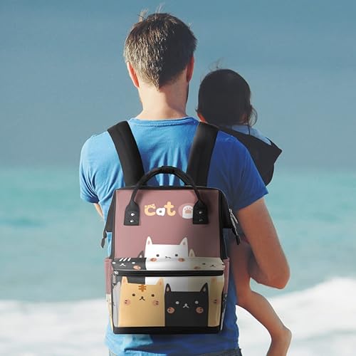 Miniatura 7 de cfpolar Linda mochila de pañales de animal The Cat con patrón de gato para maternidad recién nacido bolsas grandes para bebés para mamás papás