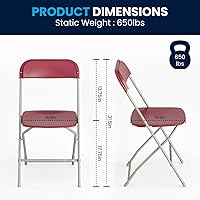 Vista 2 de Hercules Series Plastic Folding Chair Red - 10 Pack 650LB Weight Capacity Comfortable Event Chair-Lightweight Folding Chair