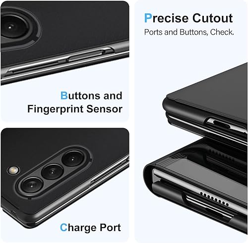 Miniatura 6 de Galaxy Z Fold 5 - Fundas compatibles con Samsung Z Fold 5 Flip para teléfono celular, funda transparente con tapa para espejo de visión