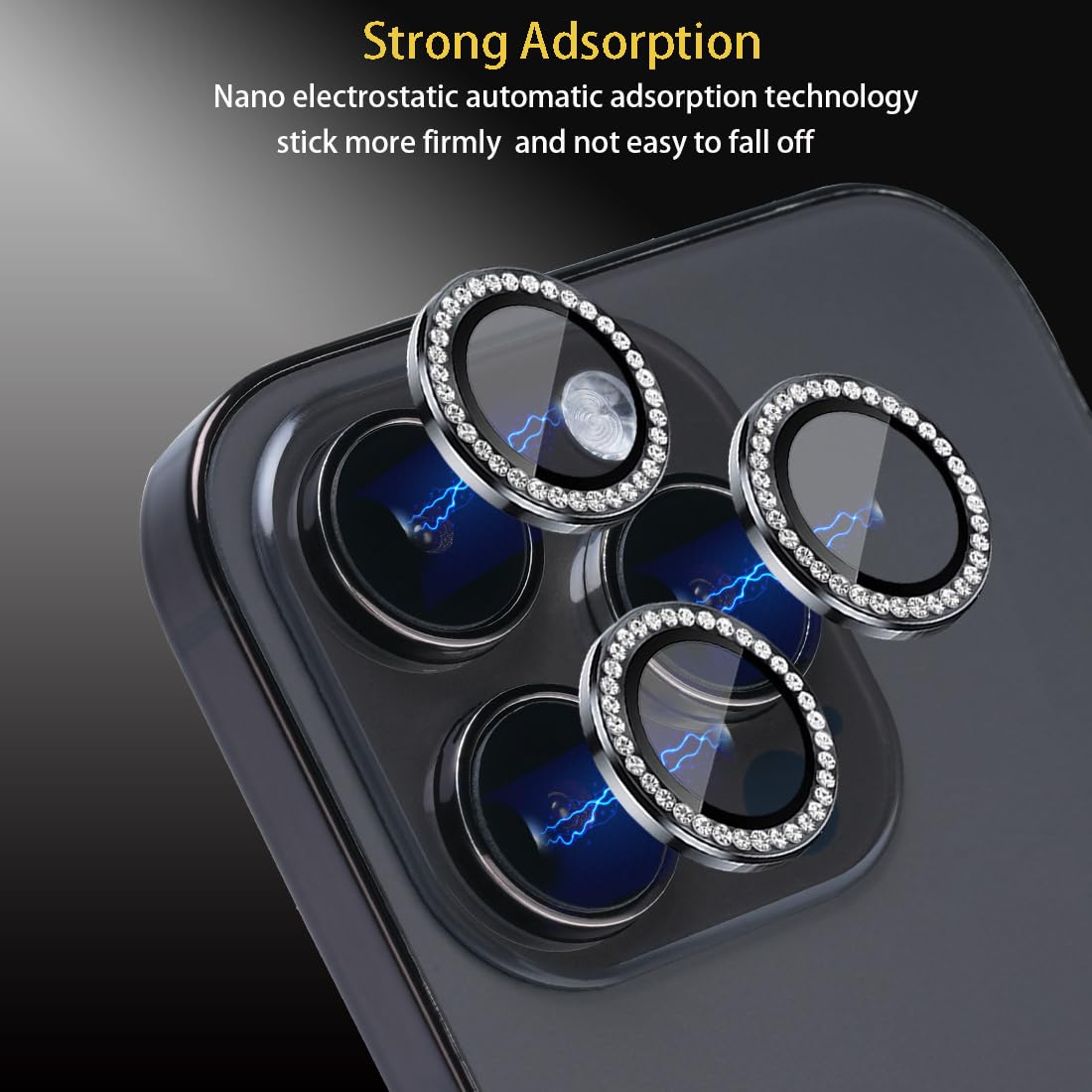 Osłona obiektywu aparatu do iPhone'a 15 Pro i iPhone'a 15 Pro Max, osłona obiektywu ze szkła hartowanego, pierścień ze stopu aluminium, pasuje do iPhone'a 15 Pro/iPhone 15 Pro Max (diamentowa