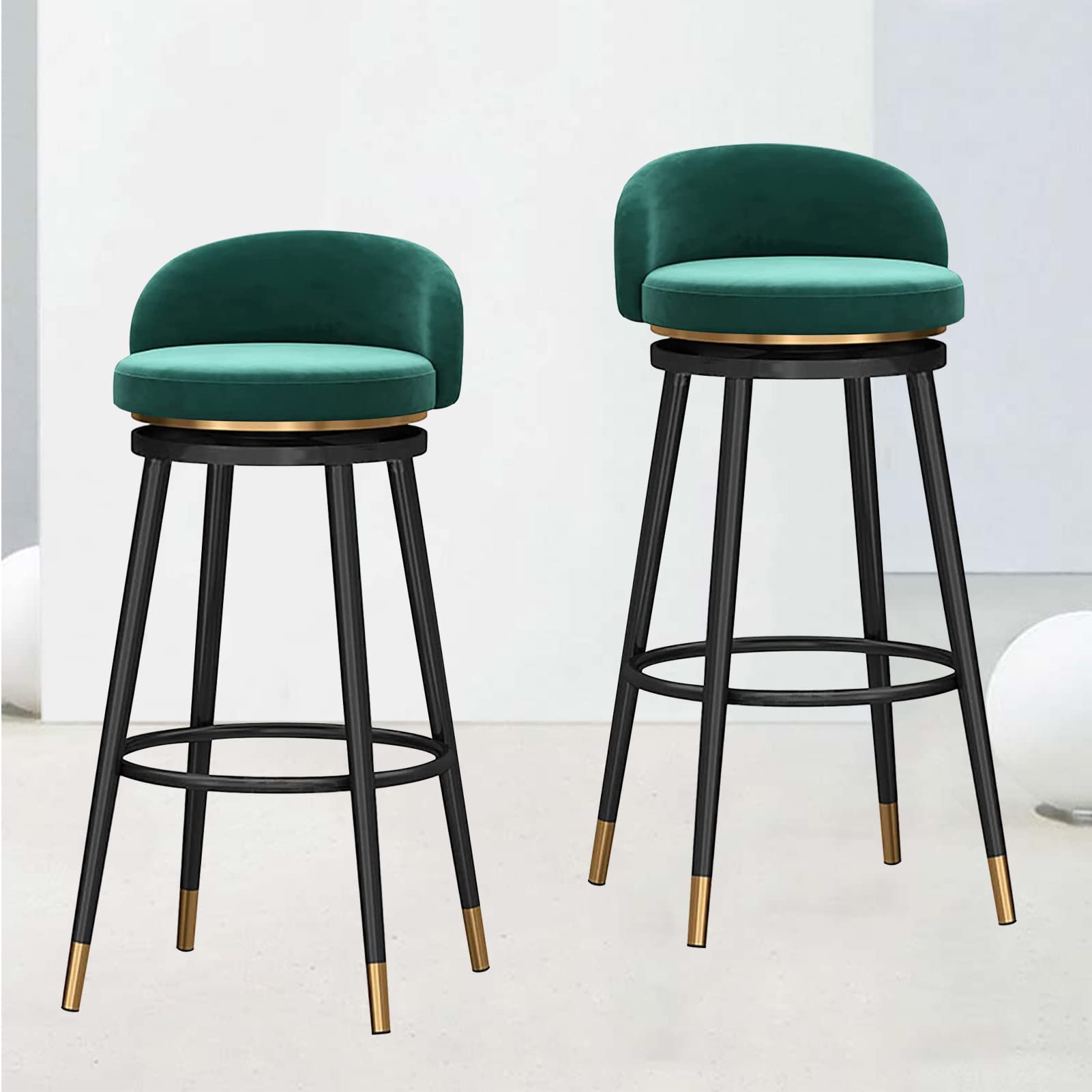 Tabourets en velours rotatif 360 avec dossier pour chaise de comptoir et siège de cuisine