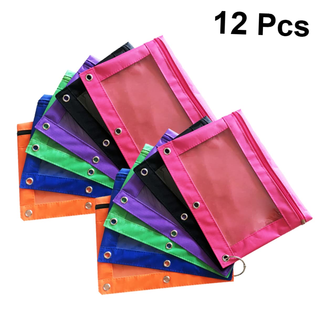 Tofficu 12piezas Bolsa Papelería Oficina Unidades Oxford Transparente Estuche Lápices Orificios De Aire Duradera Ligera para Graduación Cumpleaños Regreso Clases y Navidad
