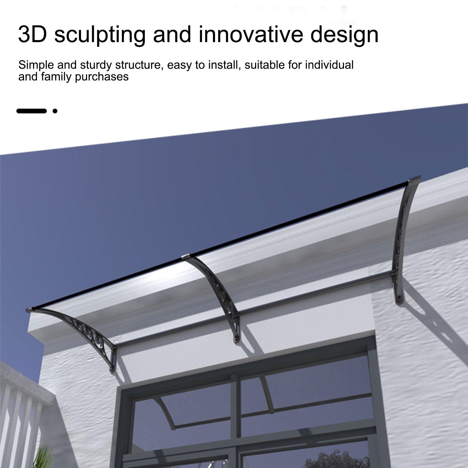 Copertura per finestra del patio in policarbonato protezione da pioggia e sole tenda da sole durevole riparo esterno per casa blu 60 x 100 cm/24 x 39 pollici design resistente alle intemperie