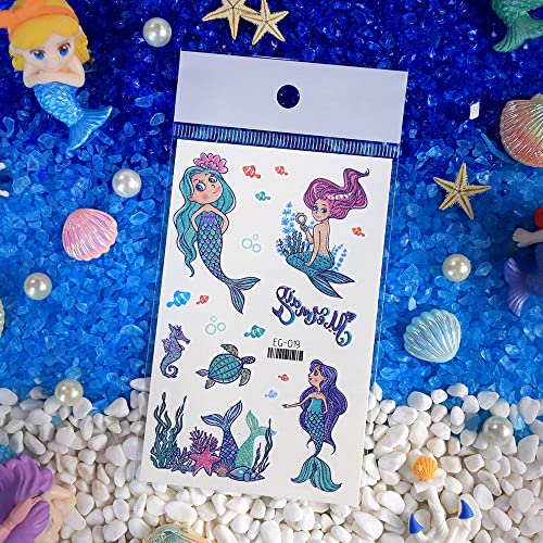 Toyseum 30 x Mermaid Glitter Tattoo Sheets for Kids Premium Temporary Glitter Tattoos, Pack of 30 Sheets (432 Tattoos Total) - Image 2