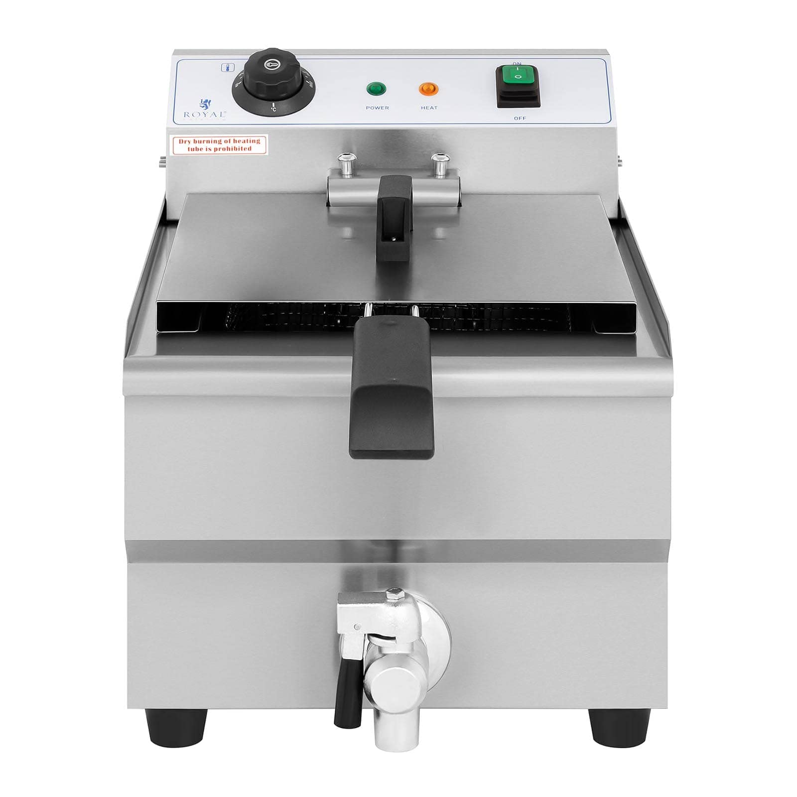Royal Catering Friggitrice Elettrica Con Zona Fredda e Rubinetto di Scarico RCEF-13EHB (13 litri, 3.200 W, Acciaio inox, 50-200 °C)