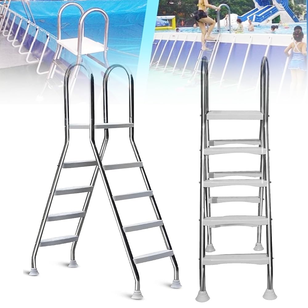 Échelles de Piscine pour piscines creusées, échelle de Piscine Hors Sol Robuste, escabeau de Piscine antidérapant de 52 Pouces pour Voyage, Piscine de Jardin, Maison