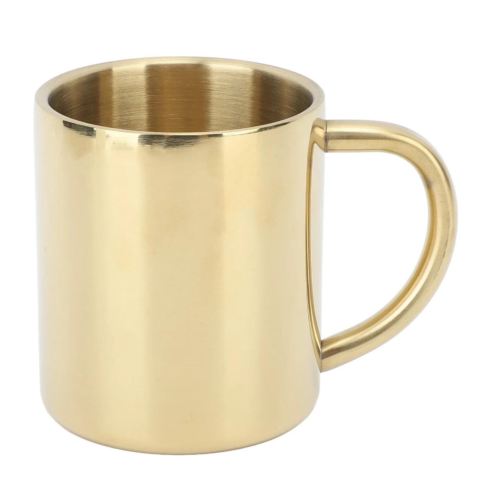 Wassergläser 2 Stück Kaffeetasse, 304 Edelstahl, Kaffeetasse, großes Fassungsvermögen, doppelwandige isolierte Tasse mit Griff for Tee, Milch Für Saft(Rose Gold 220ML)