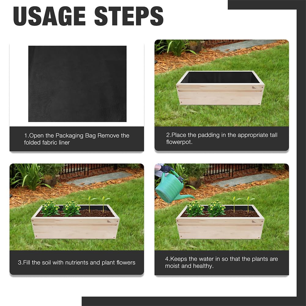 160cm x 290cm Fabric Liner for Large Veg Trough Outdoor Raised Bed Planter Liner, Non Woven Black Vegetable Trugs - Image 4