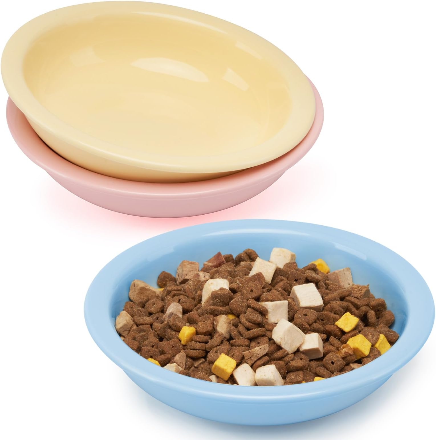 CEEFU Thicker Ceramic Cat Food and Water Bowls 3 PCS