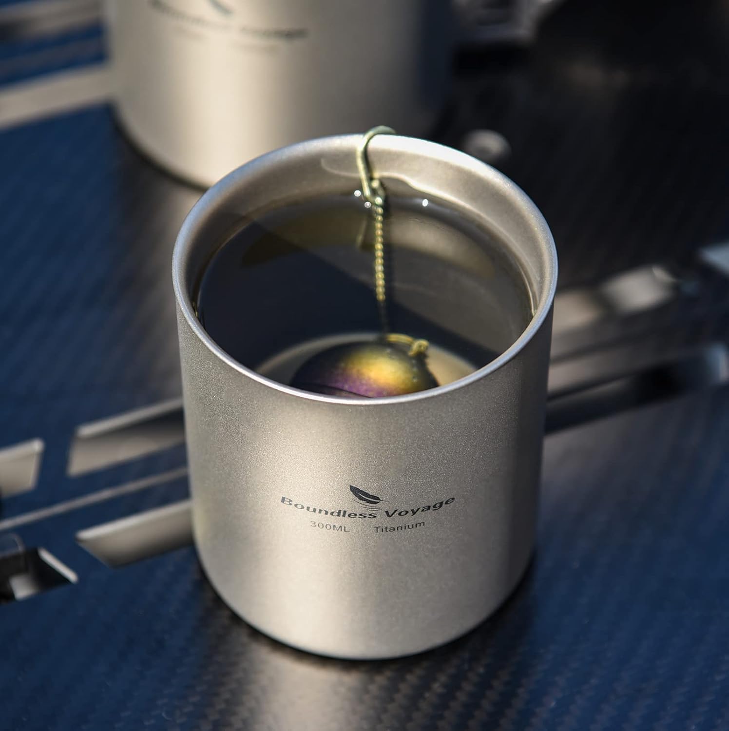 iBasingo 180ml Titanium Double-Walled Cup Ultralight Camping Tea Coffee Mug Metal Durable Cold Hot Insulated Drinking Mug Portable Tableware for Outdoor Travel Hiking Picnic Daily Used Ti3028D