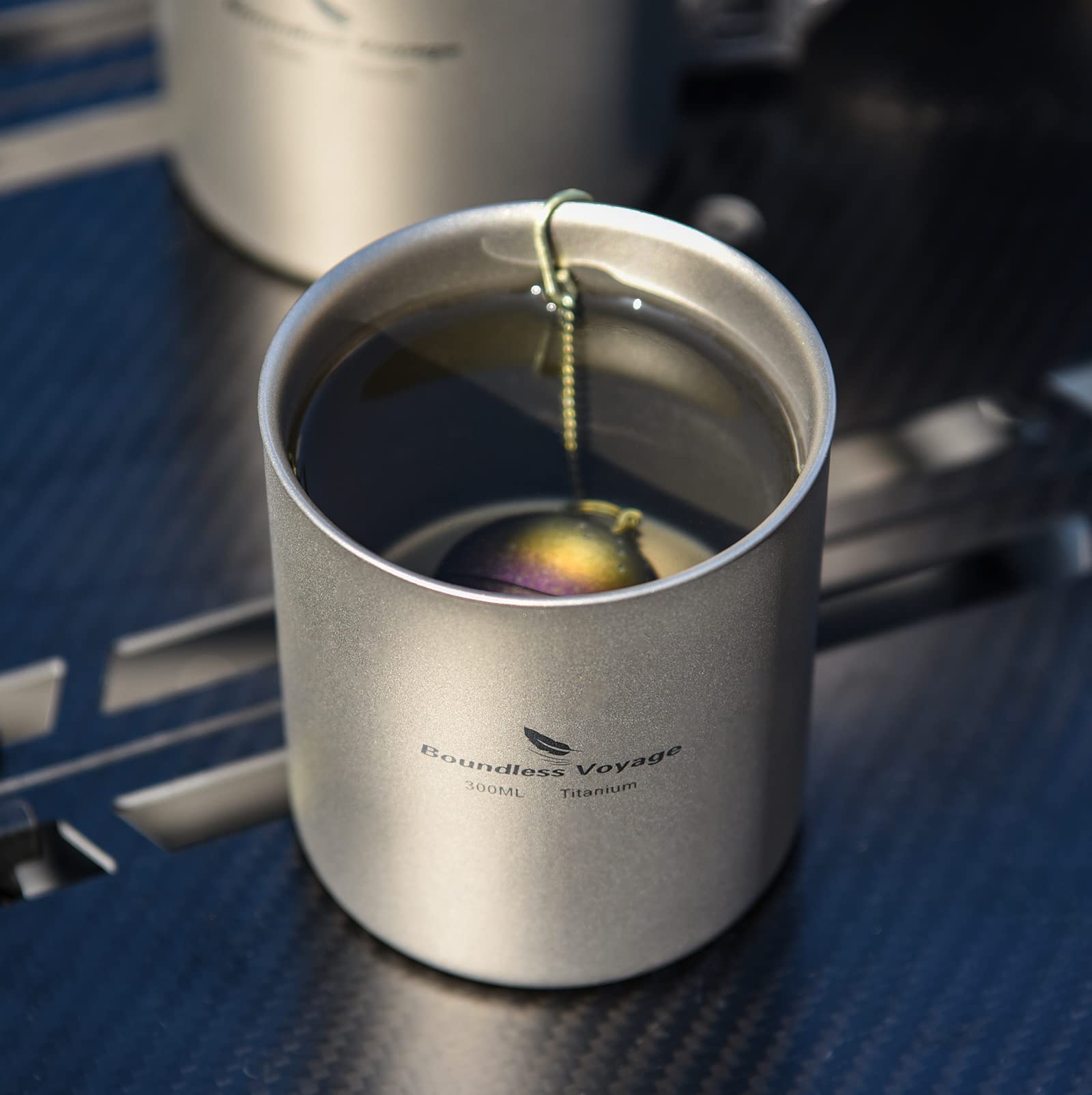 iBasingo Ti3029D Tasse à double paroi en titane ultralégère 300 ml pour le camping, le thé, le café, le froid, la chaleur, la vaisselle portable pour l'extérieur, les voyages, la randonnée, les