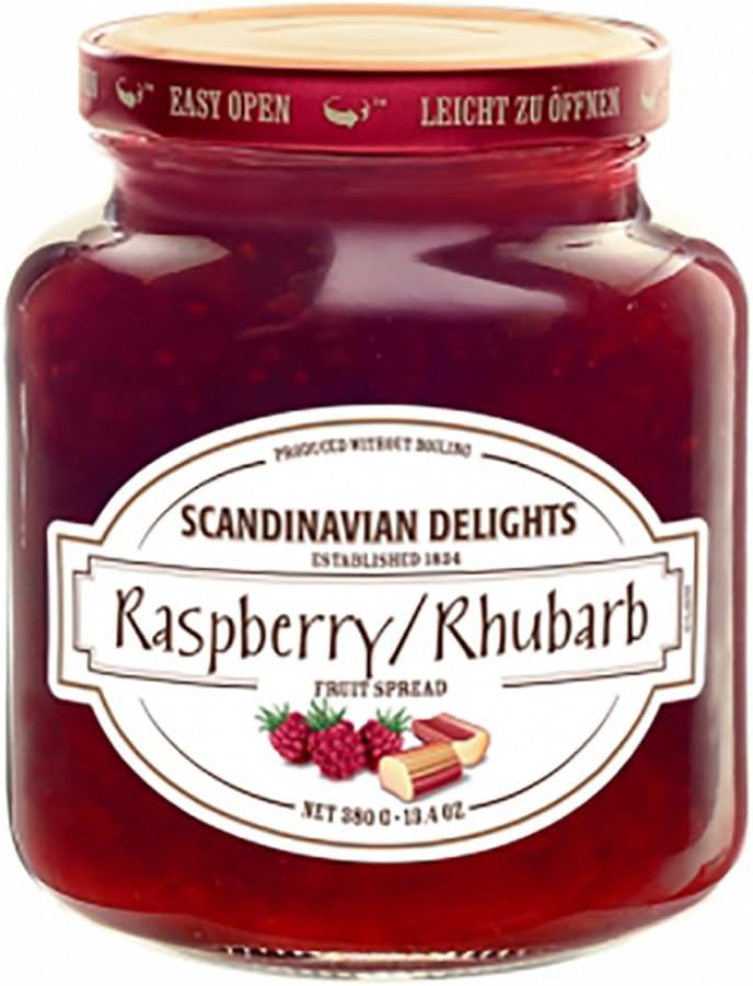 Scandinavian Delights Raspberry/Ruhubarb Spread Preserves (Raspberry/Ruhubarb, 13.4 Ounce)