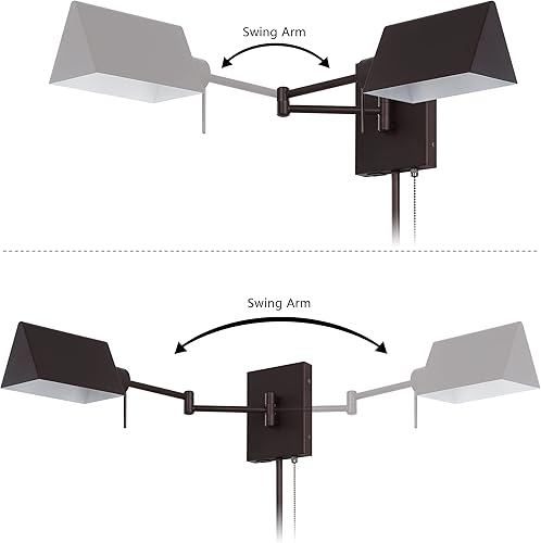 Miniatura 6 de JONATHAN Y JYL6015A Arlo - Aplique de pared LED con brazo oscilante individual de 22 pulgadas, 1 luz, de hierro cableado, cadena de tracción, puerto