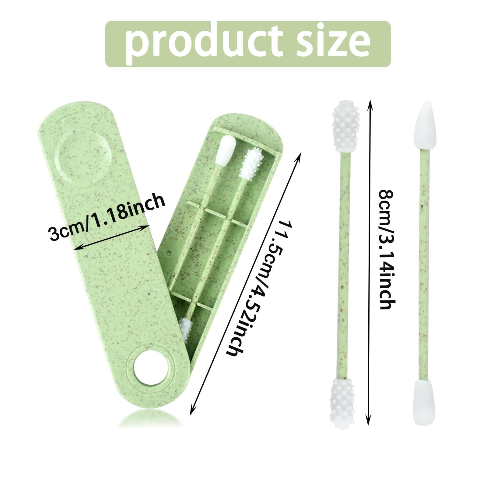 4 PCS Reusable Cotton Buds Reusable Swab Double-Ended Spiral with 2 Travel Holder Green and Blue for Ear Cleaning Make Up,ect. Reusable Cotton Buds for Ear Cleaning - Image 2
