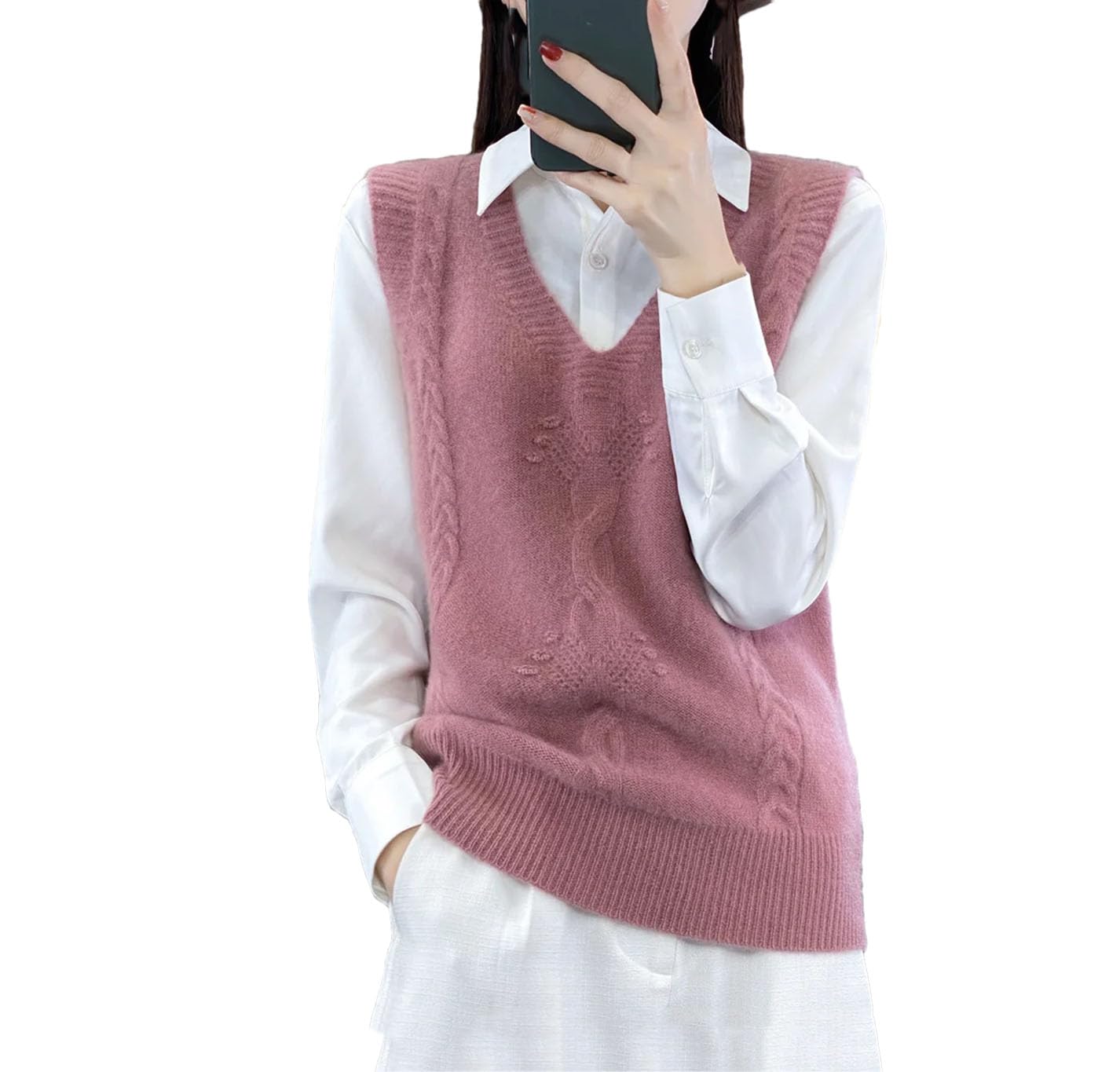 Maglieria da donna Top Maglioni senza maniche Gilet da donna con scollo a V Maglione senza maniche Gilet in maglia Pullover