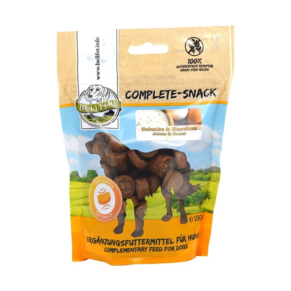 Bellfor Welpenfutter Set für große Rassen Wiesen-Schmaus Junior 4 kg Freiland-Happen 200g und Gelenke & Knochen Kapseln 30 Stück mit Ovopet