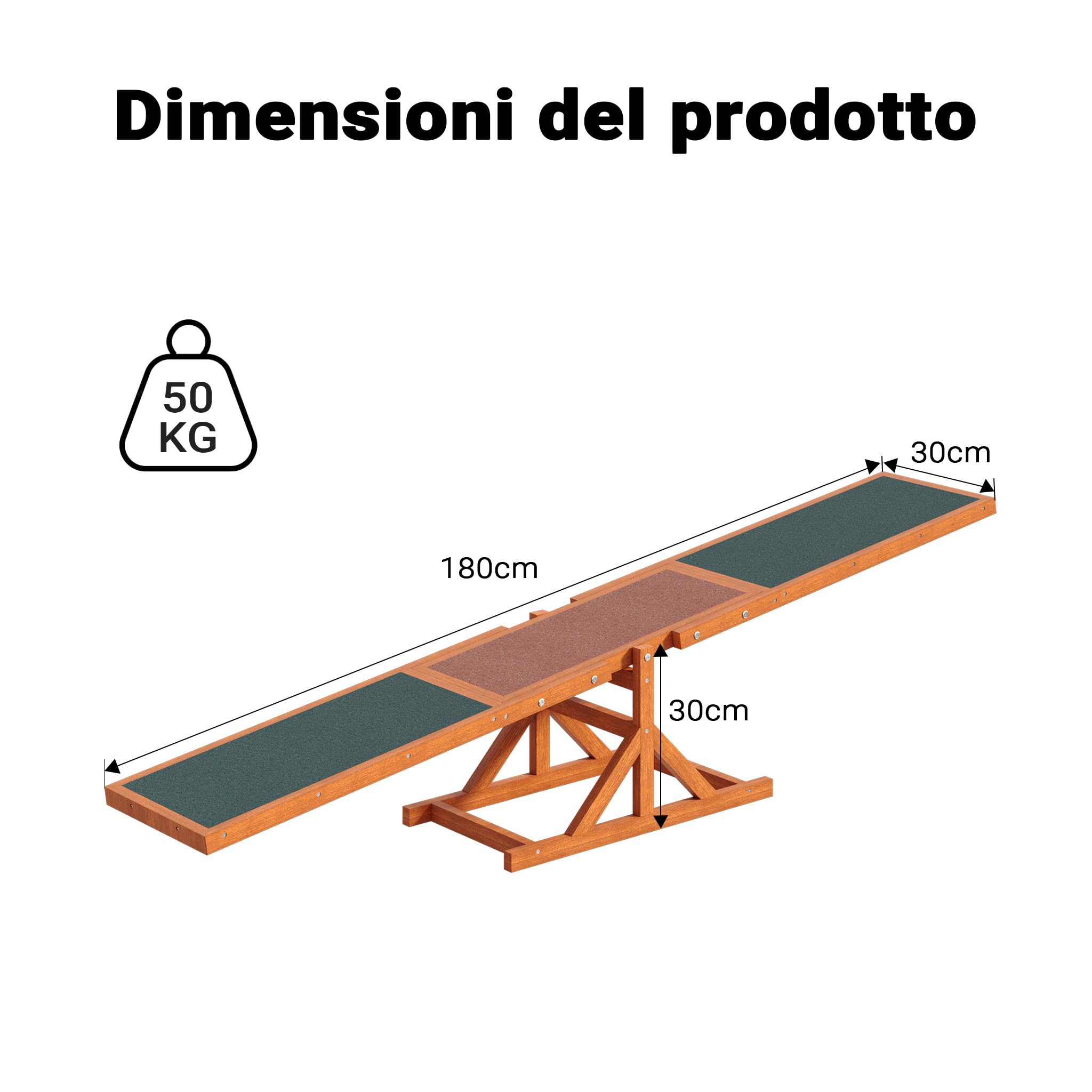 Bascula agility dog 180x30x30cm Altalena per cani di taglia grande e piccola Addestramento Ostacoli