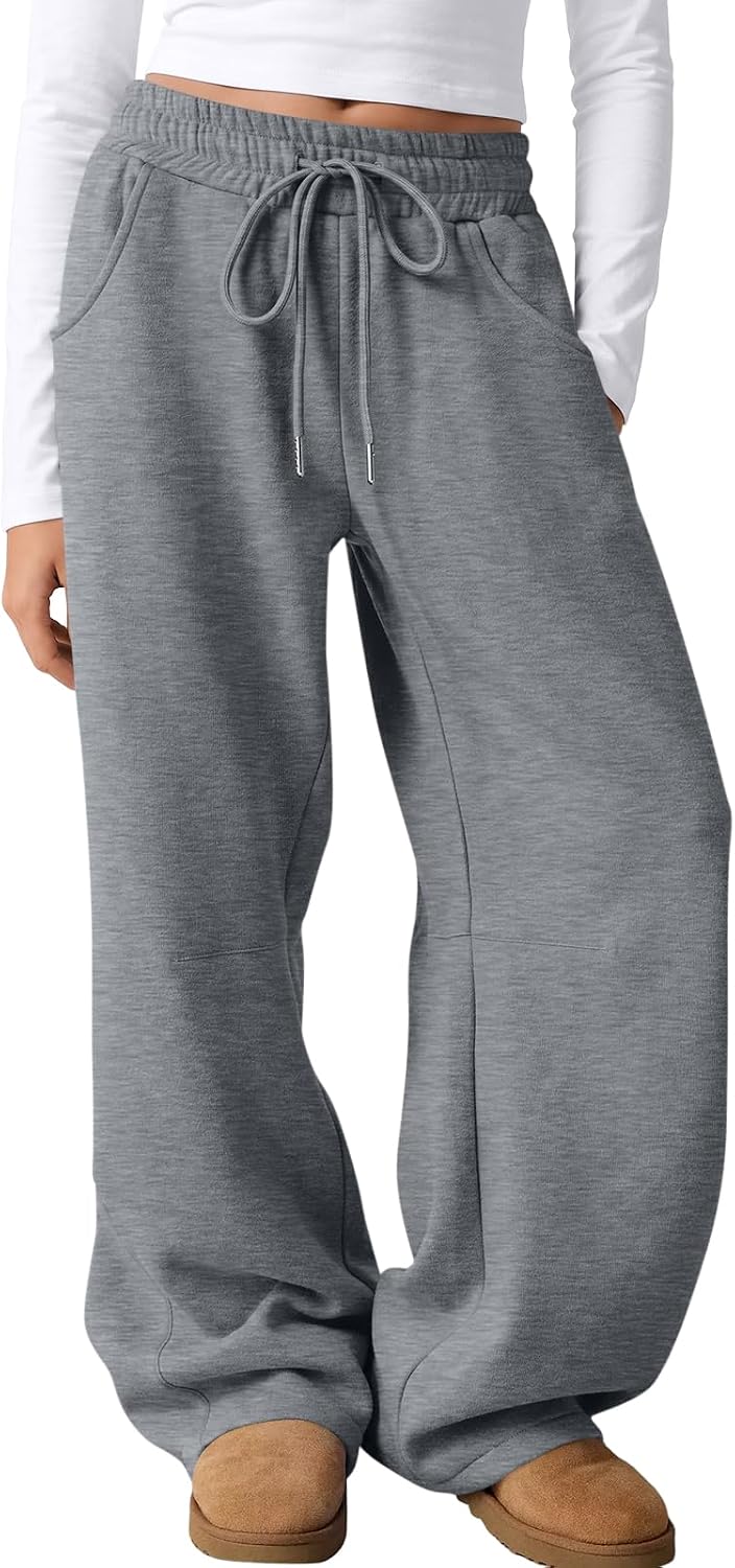 Trendy Queen Womens Wide Leg Sweatpants Baggy Fleece Lined Lounge Pants